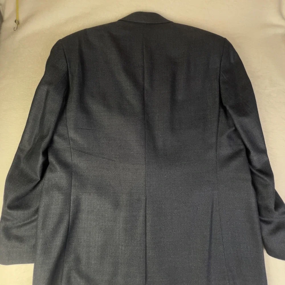 Lauren Ralph Lauren Blazer Mens 46R Blue Silk Wool Herringbone Sport Coat Jacket